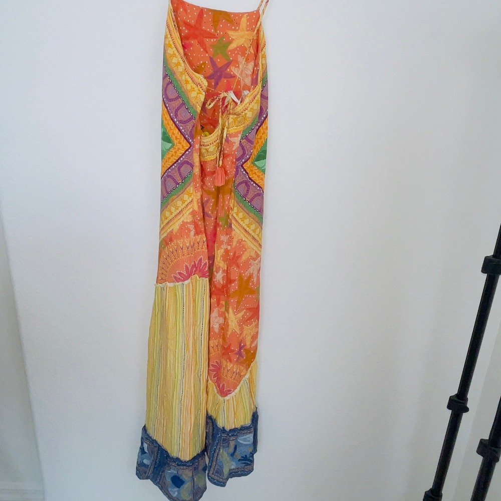 FARM RIO Toucan Patchwork Maxi Dress 100% Viscose Tropical Sunset Sundress - Picture 3 of 13